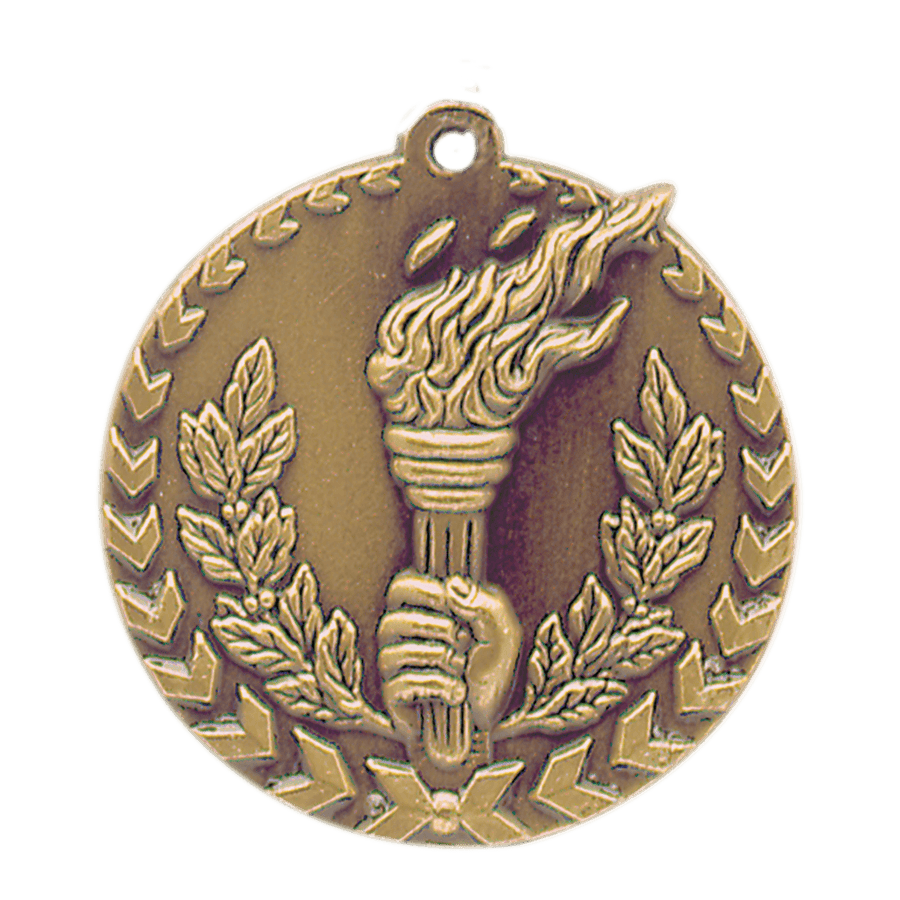 1 3/4" Antique Bronze Torch Millennium Medal