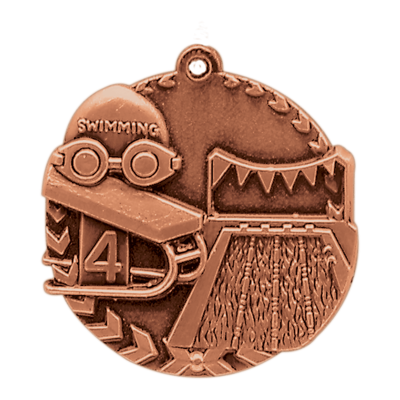 1 3/4" Antique Gold Swimming Millennium Medal
