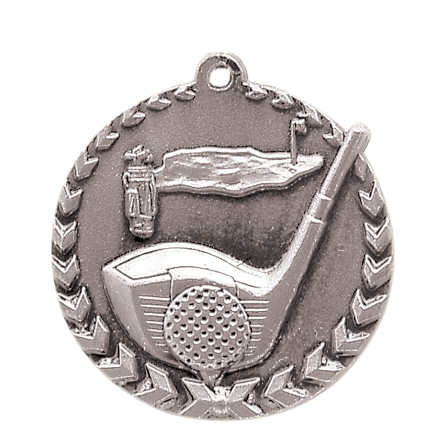 1 3/4" Antique Gold Golf Millennium Medal
