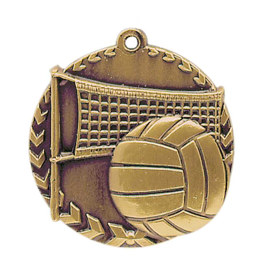 1 3/4" Antique Gold Volleyball Millennium Medal