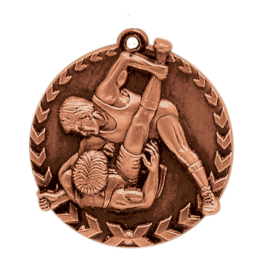 1 3/4" Antique Bronze Wrestling Millennium Medal