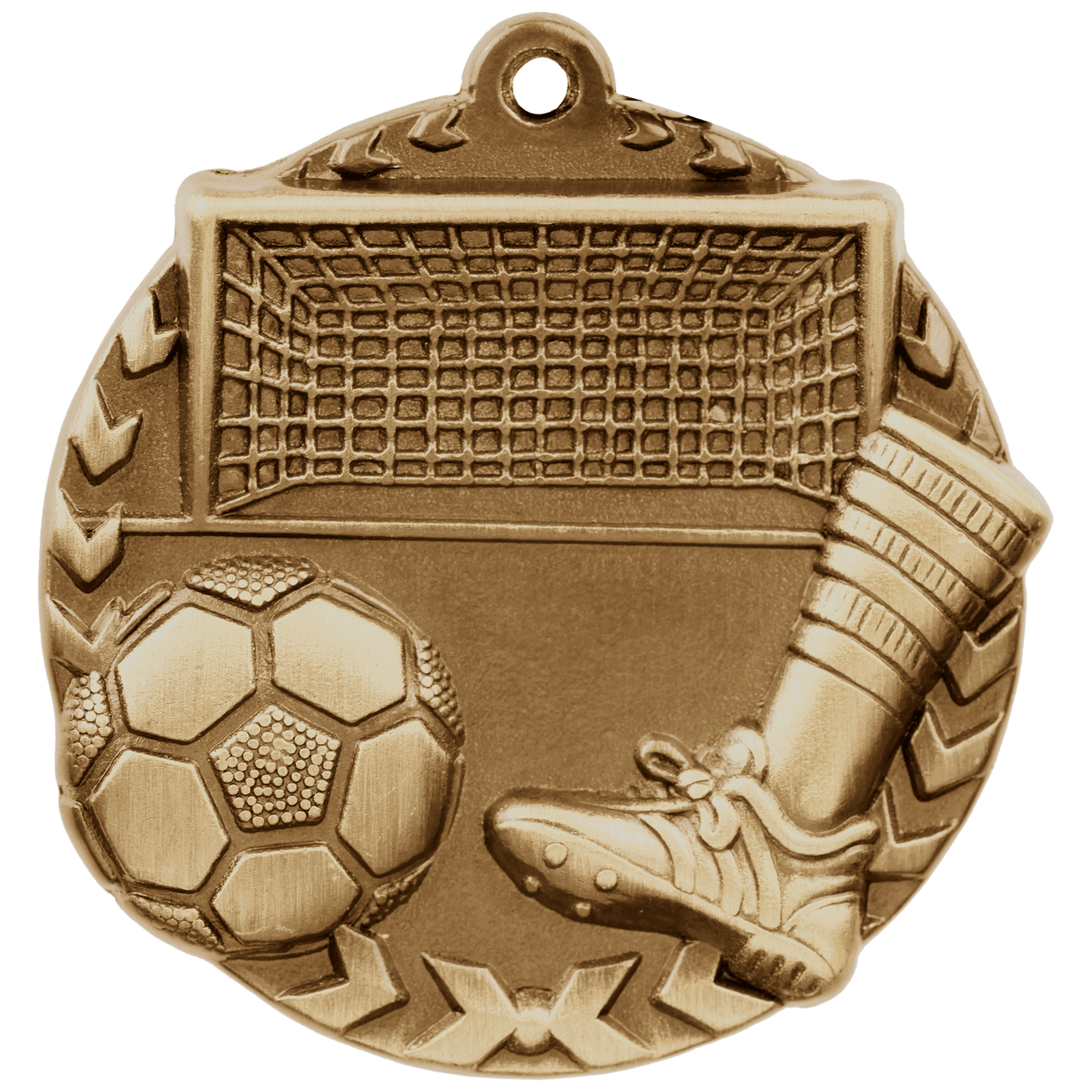 1 3/4" Antique Gold Soccer Millennium Medal