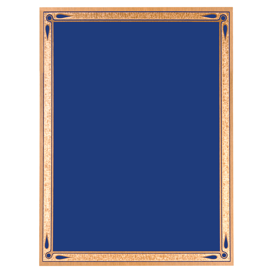 4" x 6" Blue/Gold Teardrop Brass Plated Steel Plaque Plate