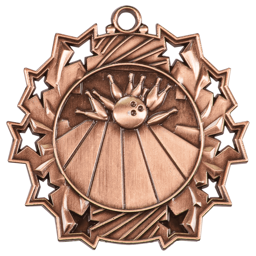 2 1/4" Antique Bronze Bowling Ten Star Medal