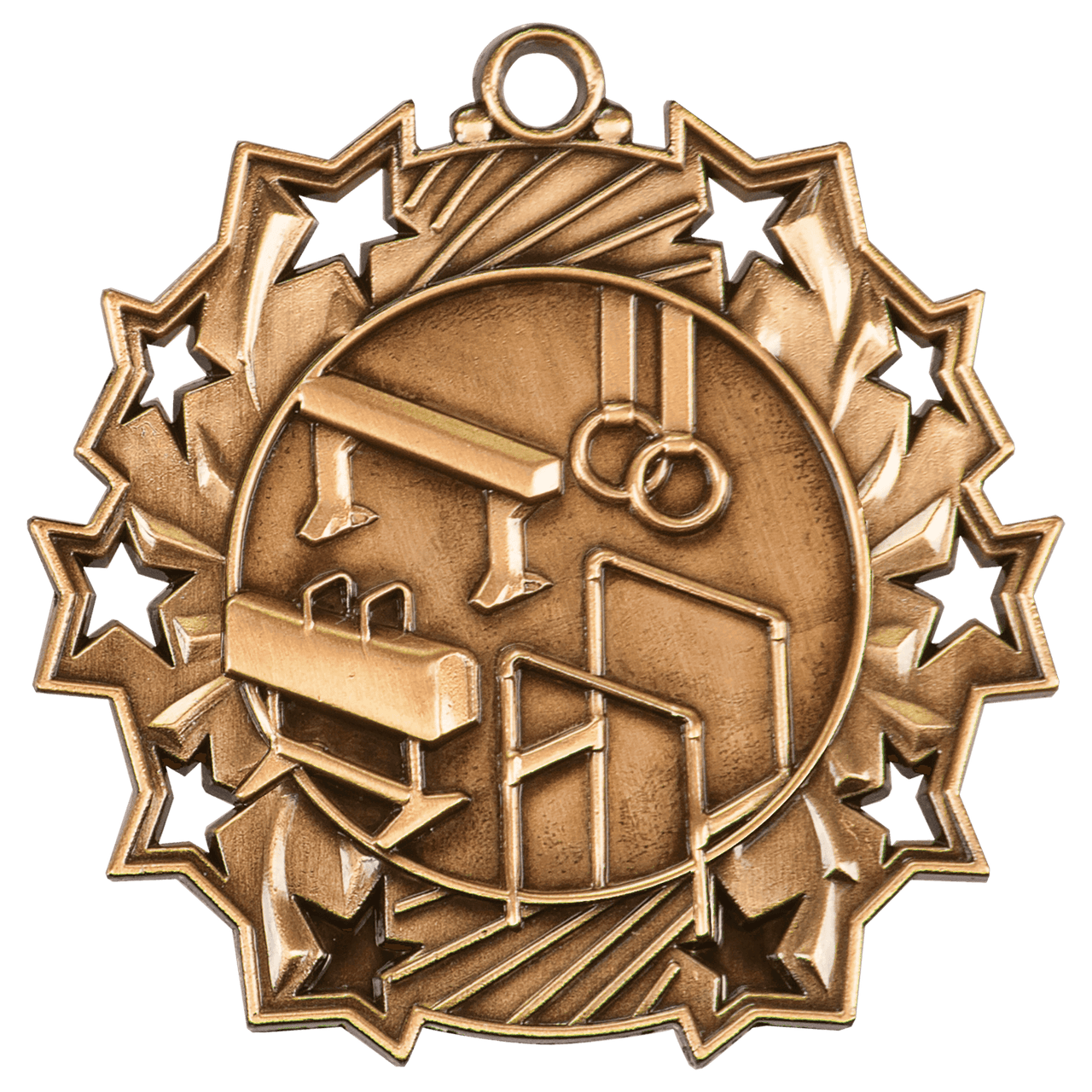 2 1/4" Antique Silver Gymnastics Ten Star Medal