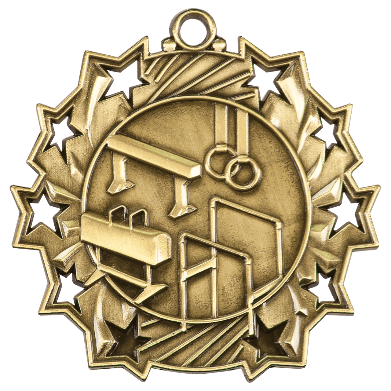 2 1/4" Antique Silver Gymnastics Ten Star Medal