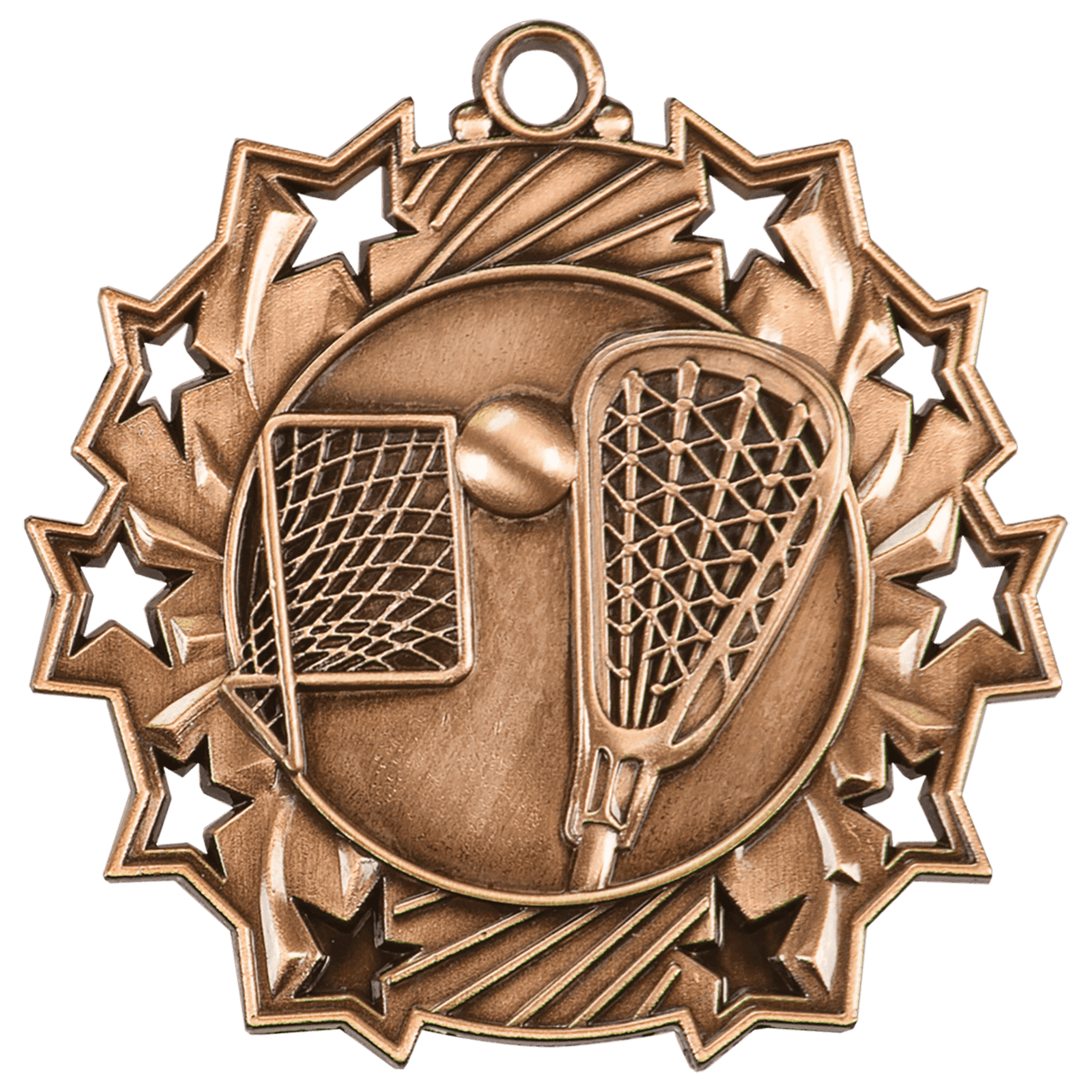 2 1/4" Antique Silver LaCrosse Ten Star Medal