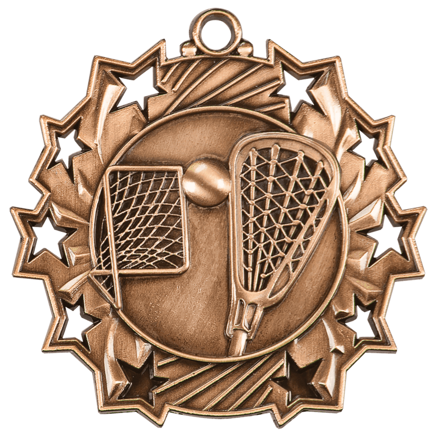 2 1/4" Antique Silver LaCrosse Ten Star Medal
