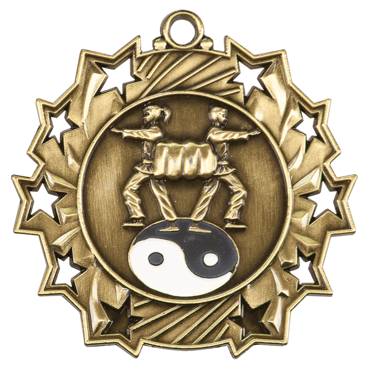 2 1/4" Antique Silver Martial Arts Ten Star Medal