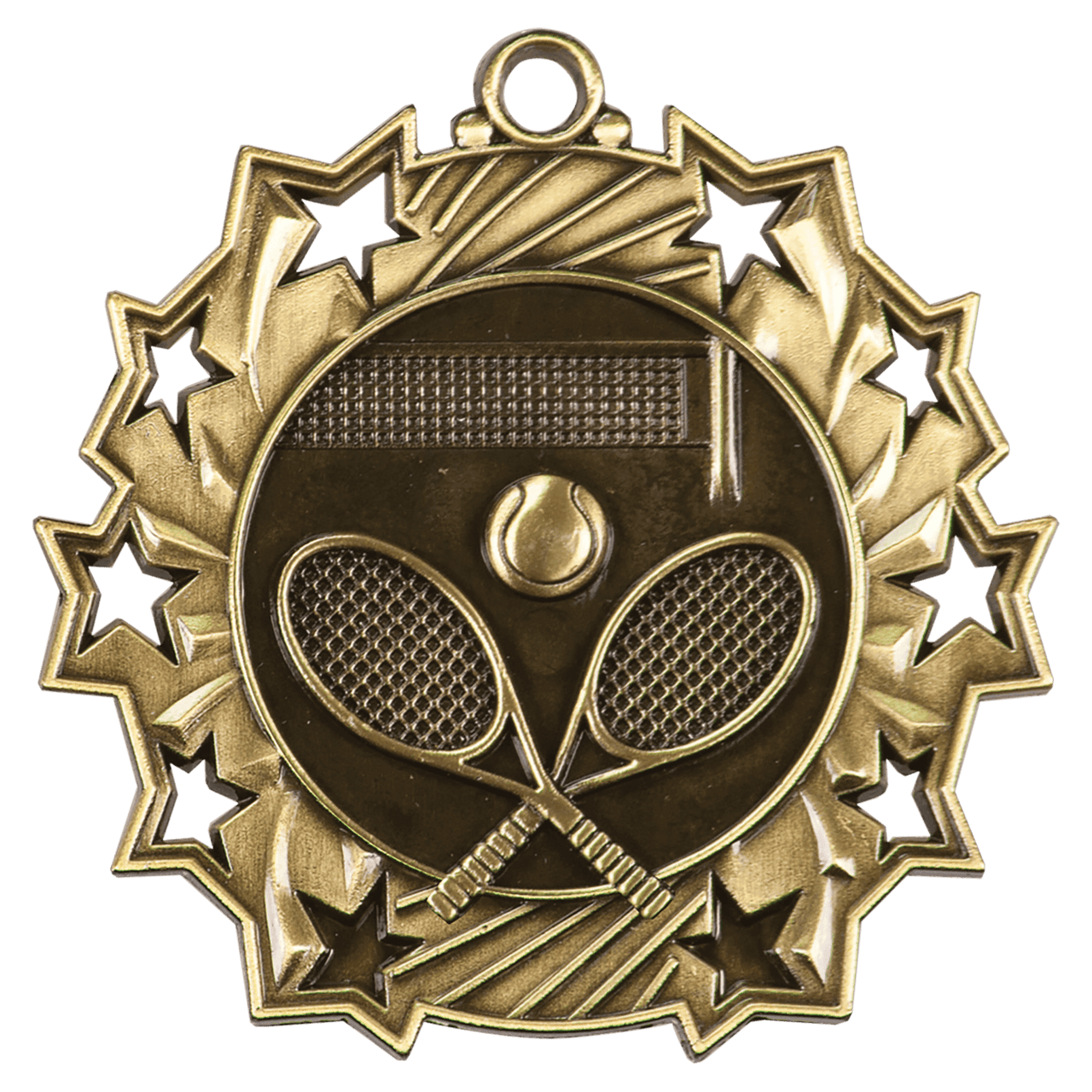 2 1/4" Antique Silver Tennis Ten Star Medal