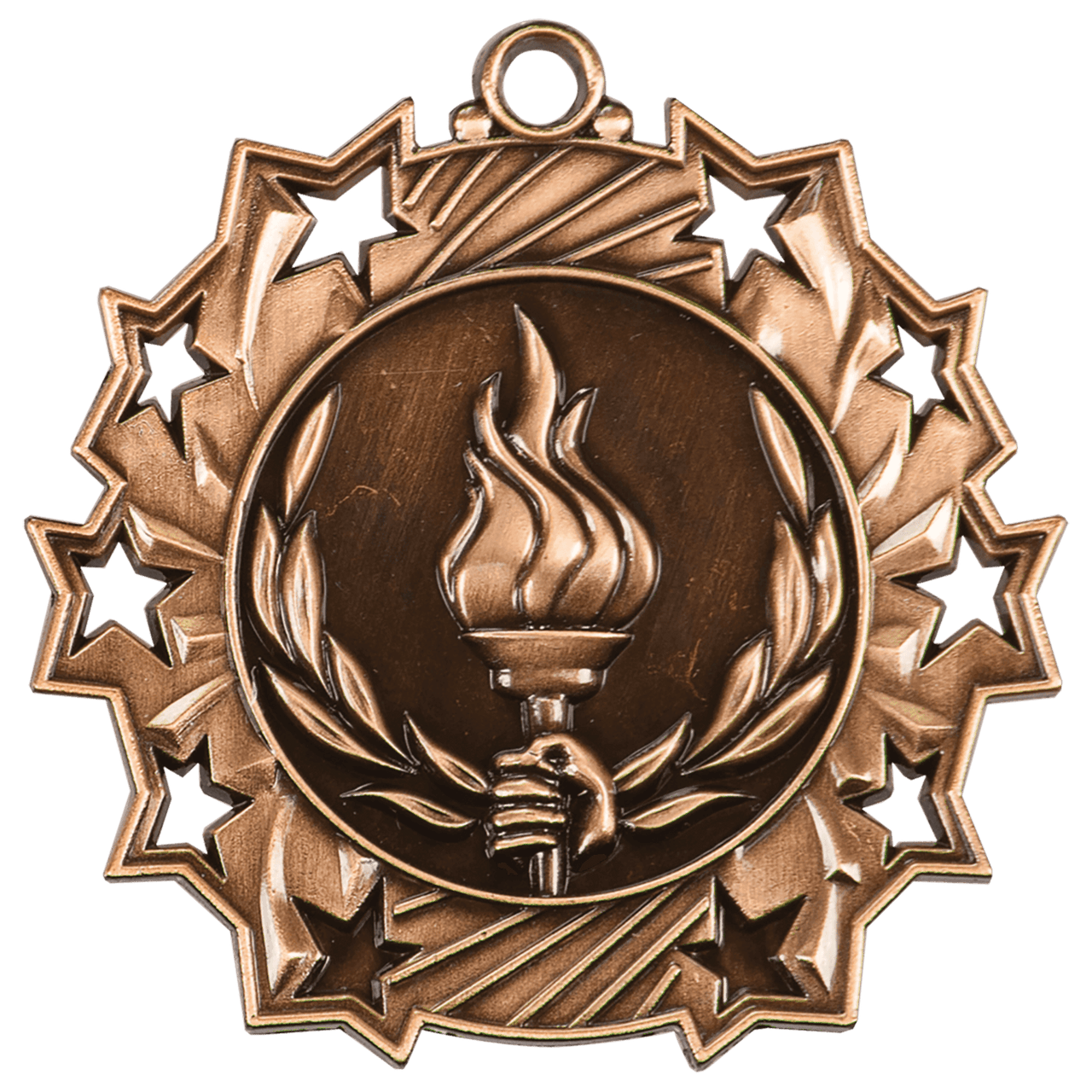 2 1/4" Antique Gold Victory Ten Star Medal