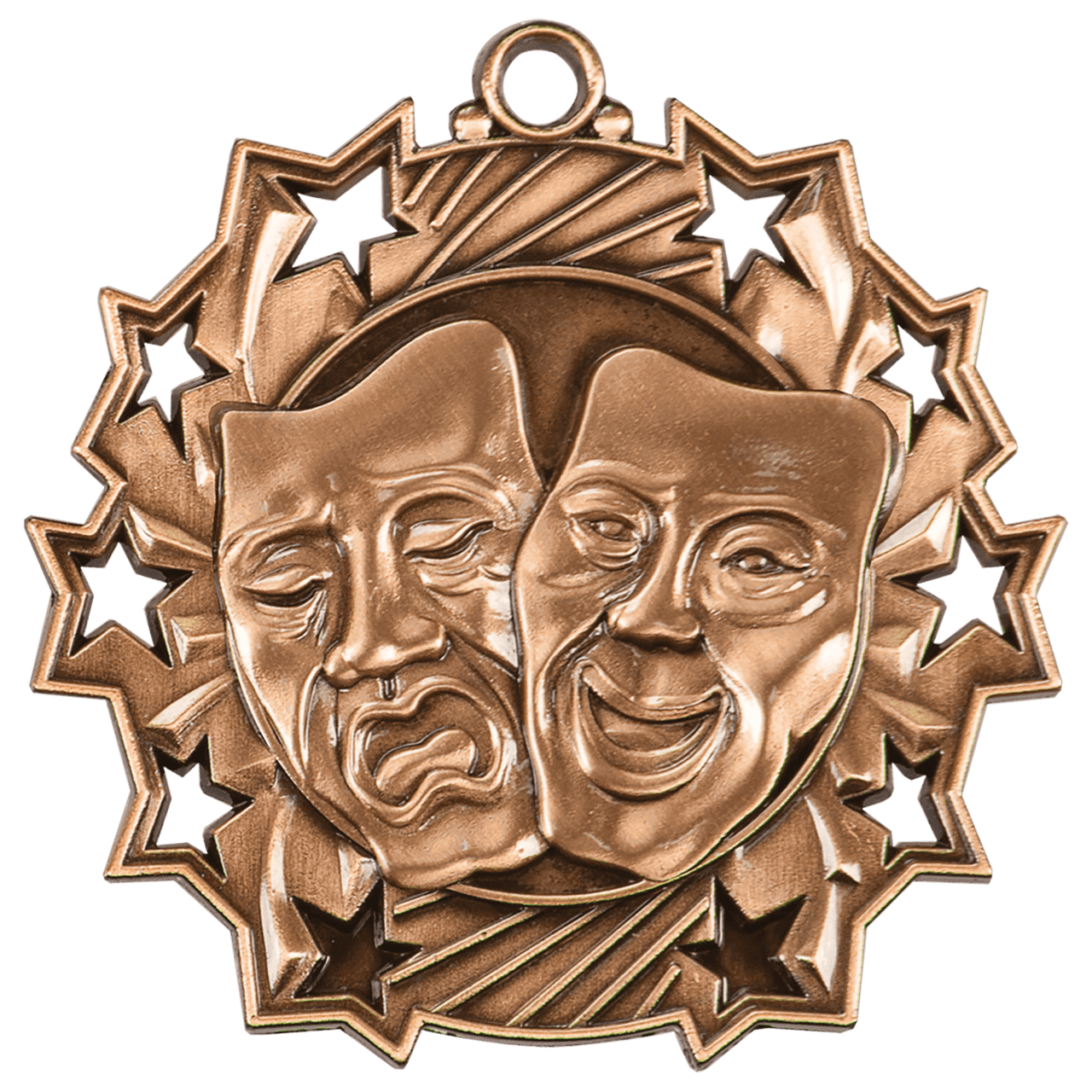 2 1/4" Antique Silver Drama Ten Star Medal
