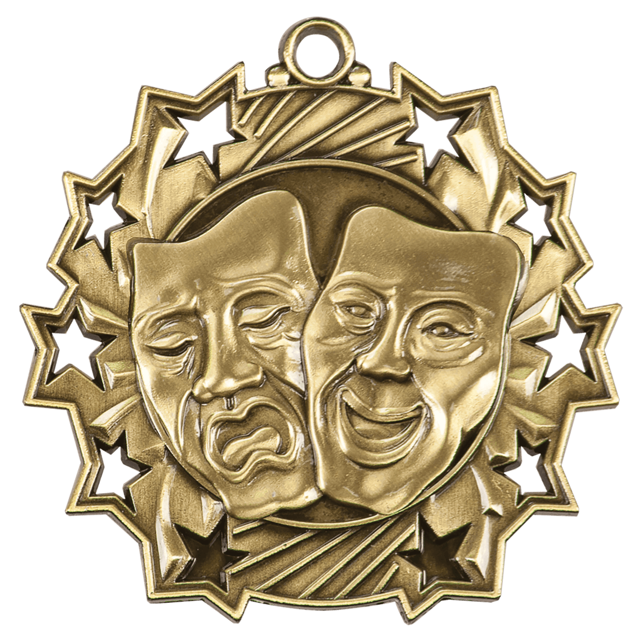 2 1/4" Antique Silver Drama Ten Star Medal