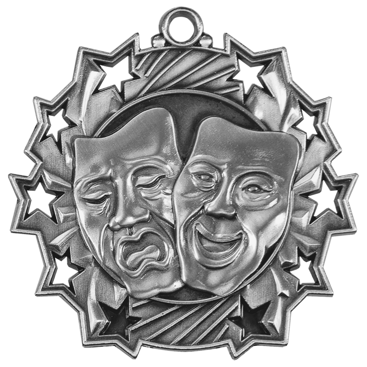 2 1/4" Antique Silver Drama Ten Star Medal
