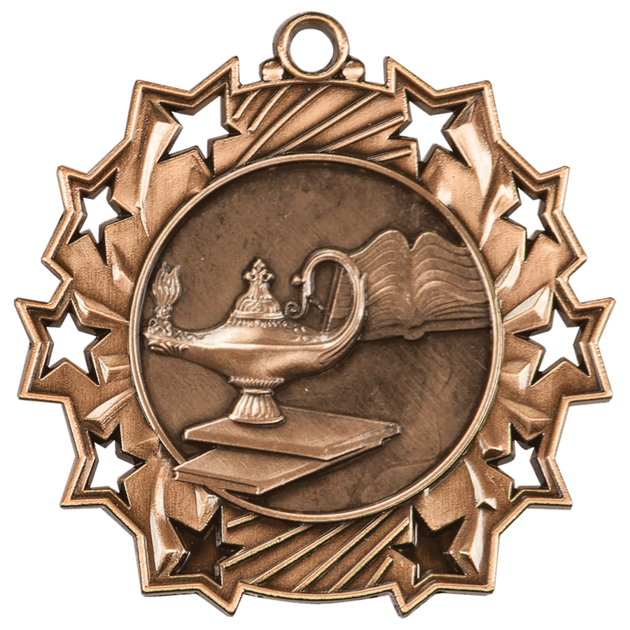 2 1/4" Antique Bronze Graduate Ten Star Medal