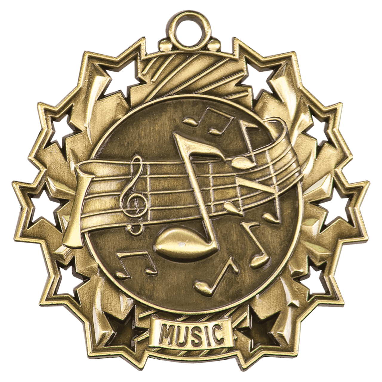 2 1/4" Antique Bronze Music Ten Star Medal