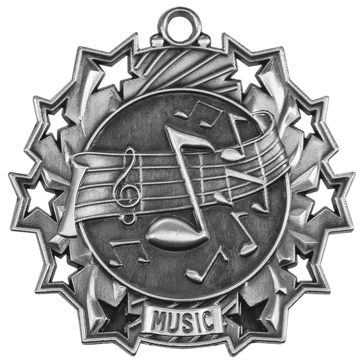 2 1/4" Antique Bronze Music Ten Star Medal