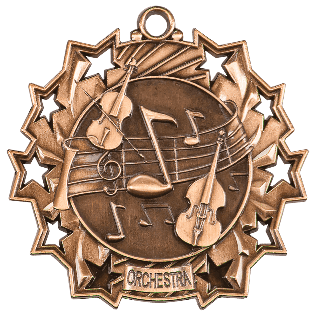 2 1/4" Antique Gold Orchestra Ten Star Medal