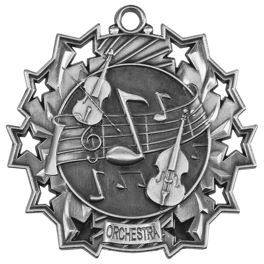 2 1/4" Antique Gold Orchestra Ten Star Medal