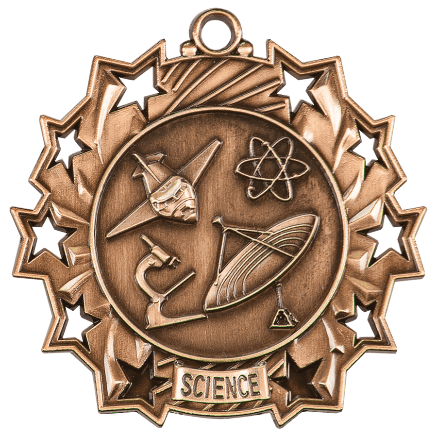 2 1/4" Antique Gold Science Ten Star Medal
