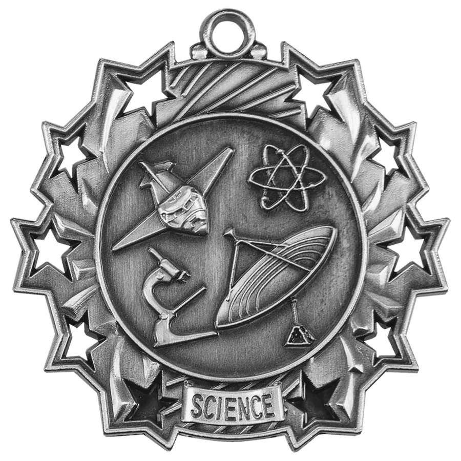 2 1/4" Antique Gold Science Ten Star Medal
