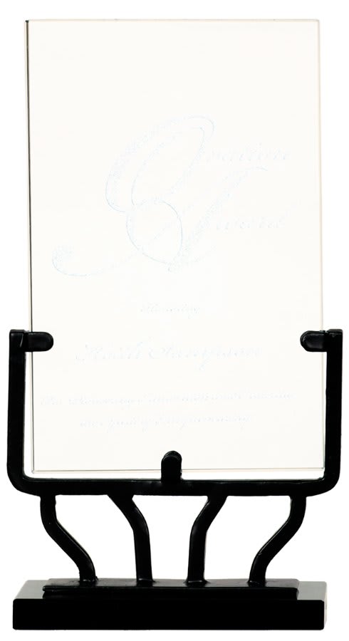 8 1/2" Vertical Rectangle Vintage Glass with Iron Base