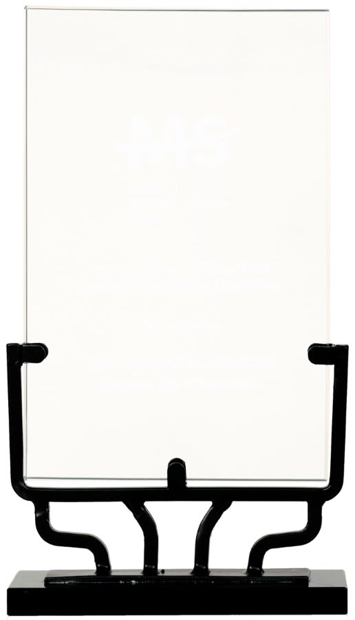 8 1/2" Vertical Rectangle Vintage Glass with Iron Base
