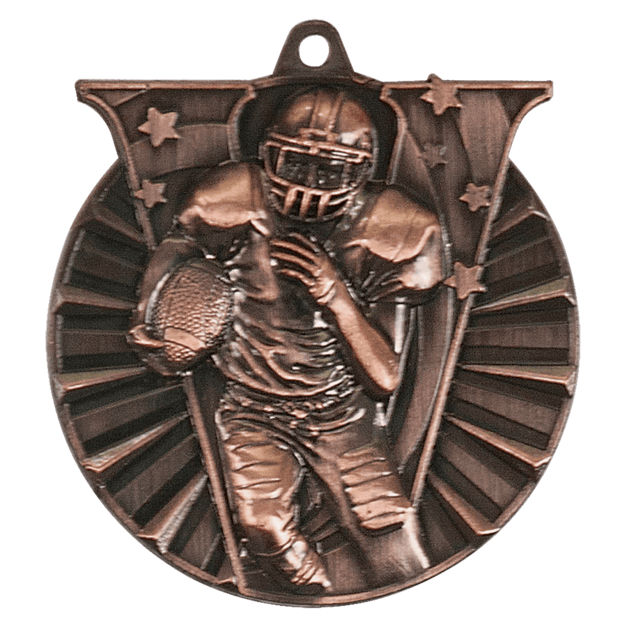 2" Antique Gold Football Victory Medal