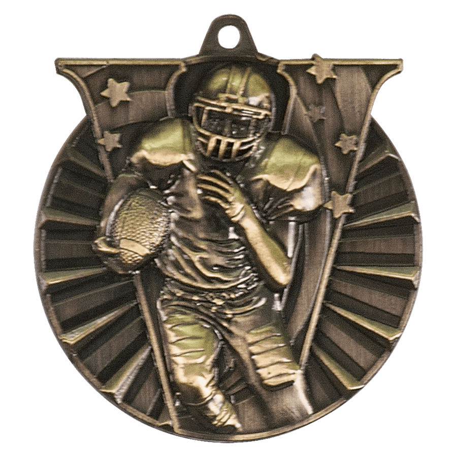 2" Antique Gold Football Victory Medal
