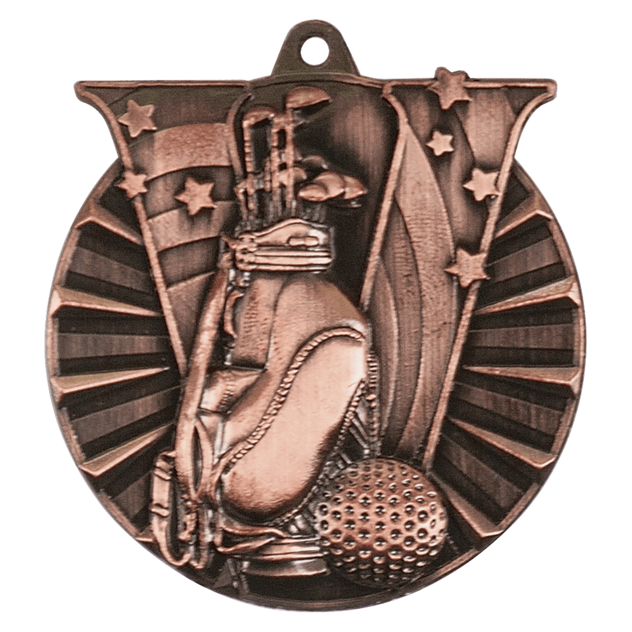 2" Antique Gold Golf Victory Medal