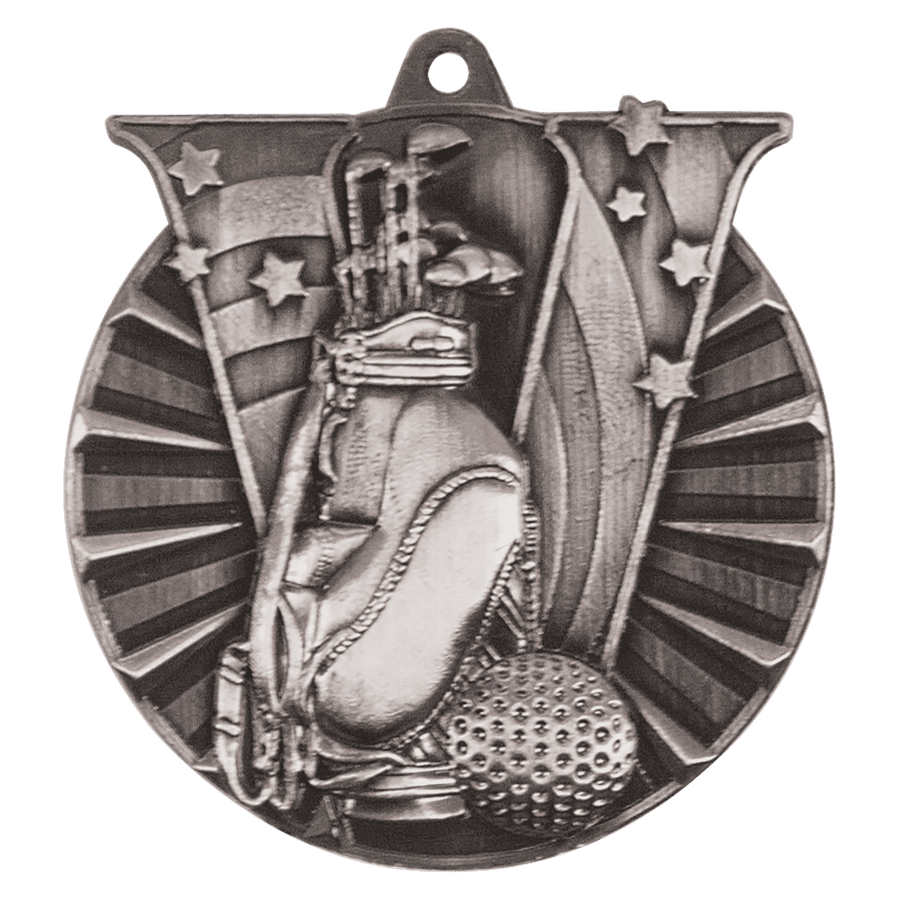 2" Antique Gold Golf Victory Medal
