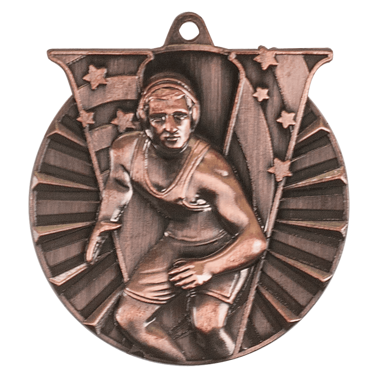2" Antique Gold Wrestling Victory Medal