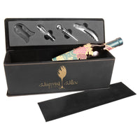 Thumbnail for Black/Gold Laserable Leatherette Single Wine Box with Tools