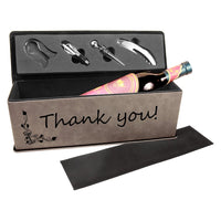 Thumbnail for Black/Silver Laserable Leatherette Single Wine Box with Tools
