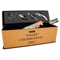 Thumbnail for Black/Silver Laserable Leatherette Single Wine Box with Tools
