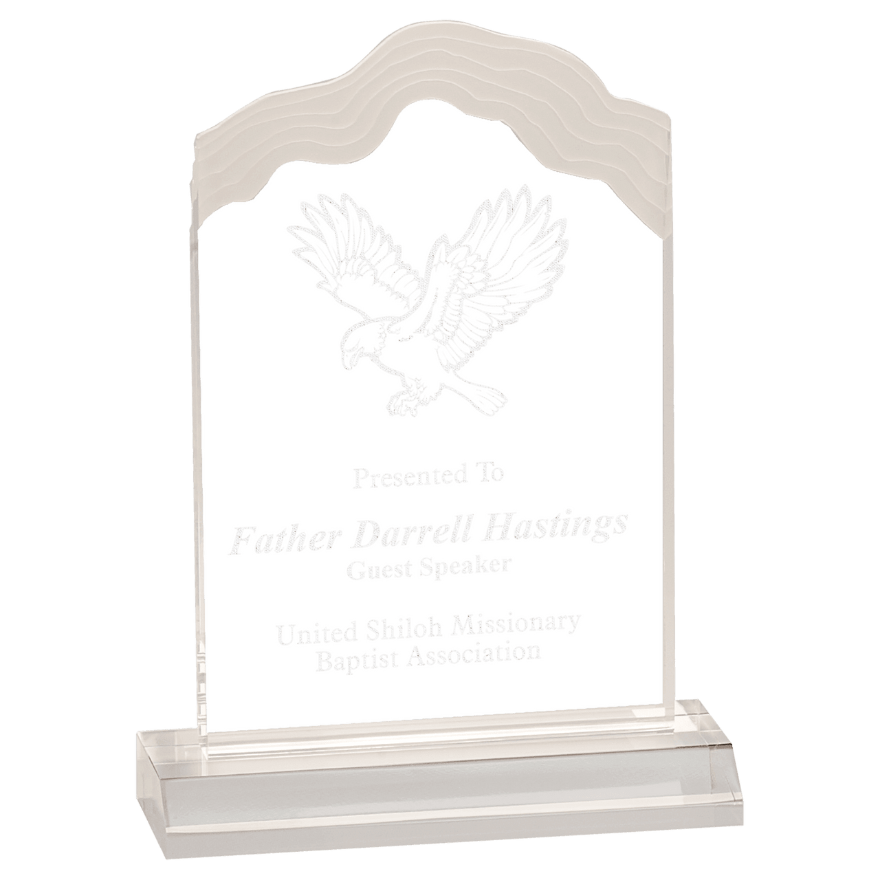 5" x 8" Clear Frosted White Cap Edge Acrylic with 6" Base