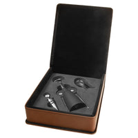 Thumbnail for Dark Brown Laserable Leatherette 3-Piece Wine Tool Gift Set