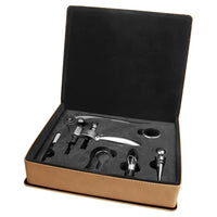Thumbnail for Light Brown Laserable Leatherette 5-Piece Wine Tool Gift Set