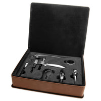 Thumbnail for Light Brown Laserable Leatherette 5-Piece Wine Tool Gift Set
