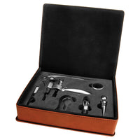 Thumbnail for Gray Laserable Leatherette 5-Piece Wine Tool Gift Set